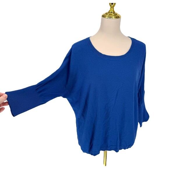 a.n.a A New Approach Pullover Sweater Women’s XL Blue Ribbed Knit 3/4 Sleeve GUC - Picture 5 of 14